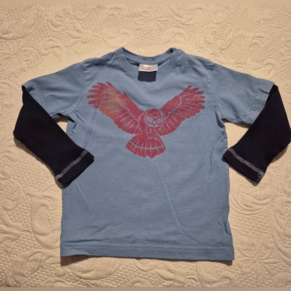 Hanna Andersson boys size 110 or 5 long sleeve owl shirt GUC